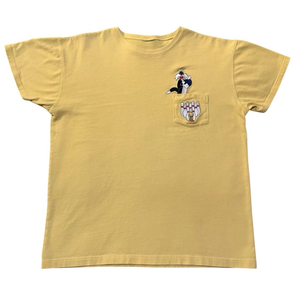 Vintage 90s Looney Tunes Sylvester Tweety Bowling T-shirt Pocket Tee Men’s M